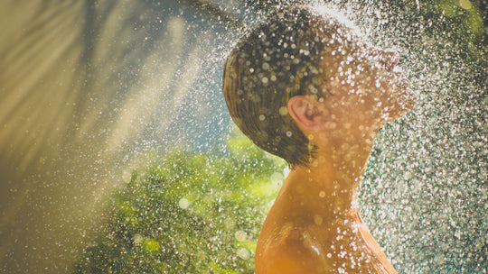 A woman's head in the shower 