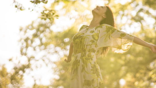 Relaxed menopausal woman in nature